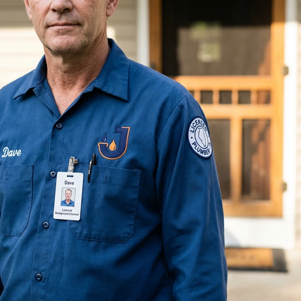 Licensed plumber showing ID badge in Crooksville, OH
